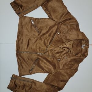 Mudd Jeans Womens L  Faux Suede Lightweight Jacket Brown